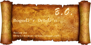 Bognár Orbán névjegykártya